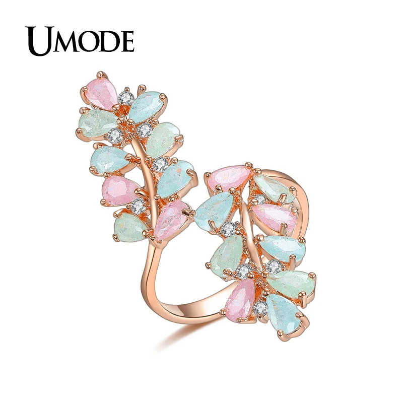 UMODE, брендовые яркие цветные кольца для женщин,, новейшее белое золото, CZ коктейльные кольца, модные ювелирные изделия Anillos Bague AUR0361B