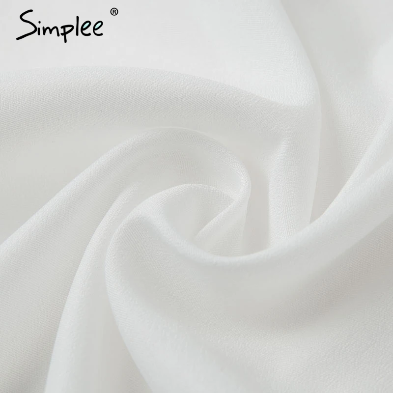 Simplee Elegant embroidery white women dress Flare sleeve ruffle sashes summer dresses Casual v-neck sexy dress female vestidos