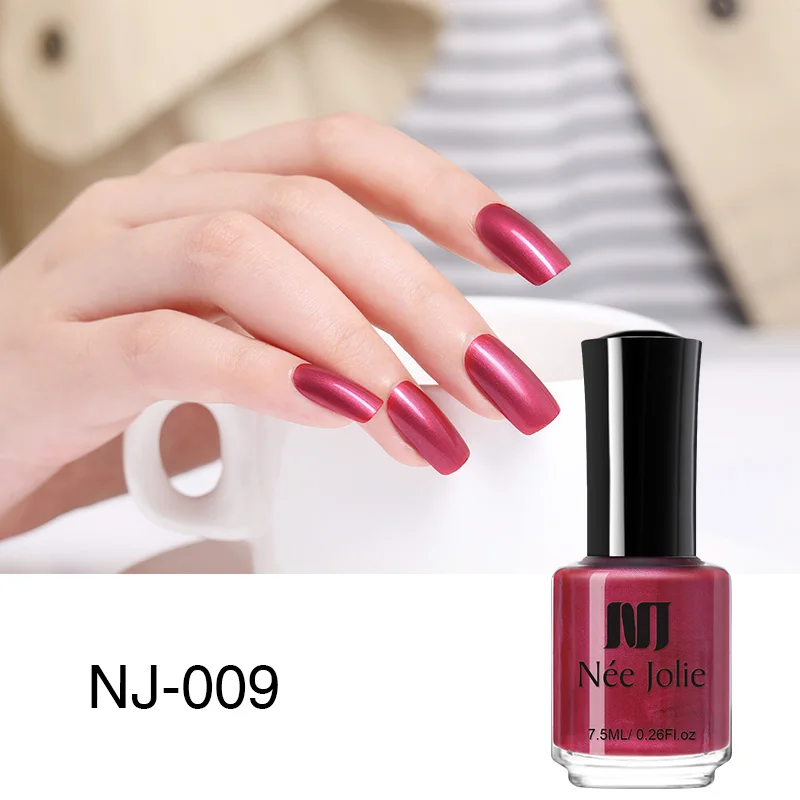 7.5ML NJ-009 NEE JOLIE Серебряный зеркальный лак для ногтей розовое золото прозрачный цвет 7,5 мл стойкий лак для ногтей 18 цветов Быстросохнущий лак для ногтей - Цвет: 7.5ML NJ-009