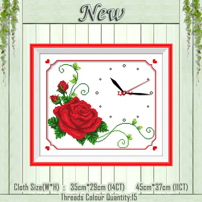 True love time Роза красочные цветы часы лицо diy живопись Счетный принт на холсте DMC 11CT 14CT наборы для вышивки крестом наборы для рукоделия вышивка - Цвет: True love time