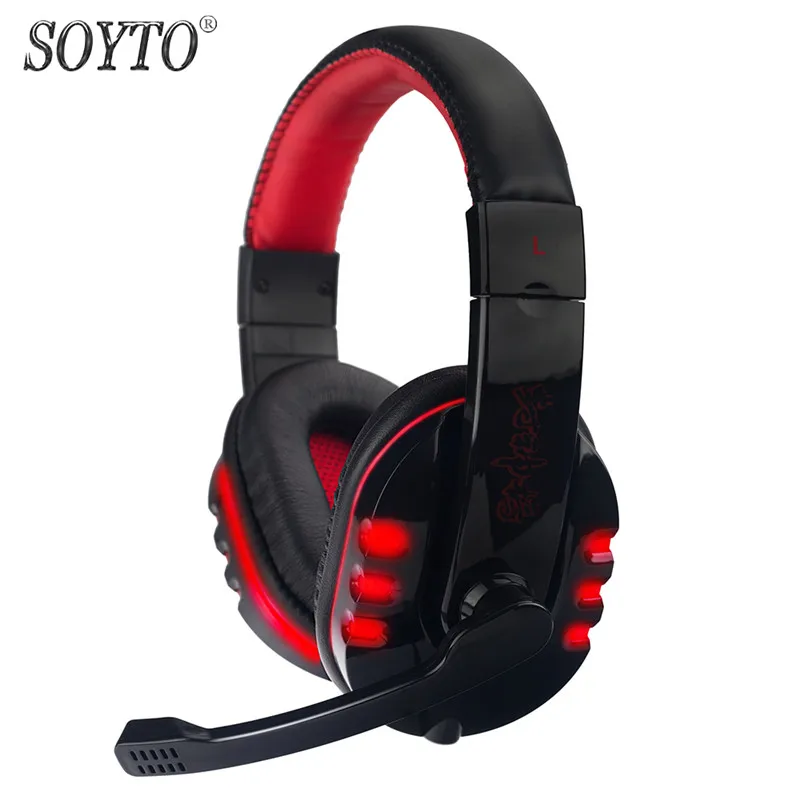 Soyto SY733MV оригинальные Проводные Игровые наушники светодиодный светильник стерео