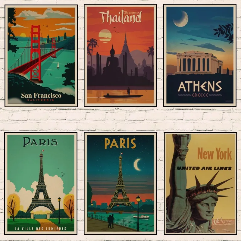 PARIS/Рим/Венеция/LOND0N/Искусство путешествия чайная кружка плакат Винтаж из