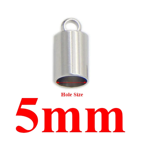 5mm 20 шт несколько вариантов нержавеющая сталь Концевая крышка s для кожаного шнура ожерелье браслет кисточка колпачок разъемы для DIY ювелирных изделий - Цвет: 5mm