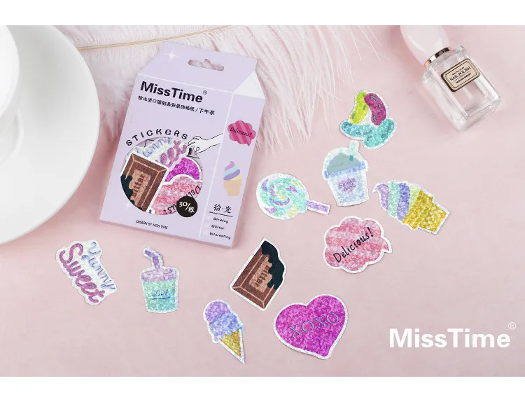 30 шт./упак. симпатичный набор лазерных наклеек дневник скрапбук альбом чашка