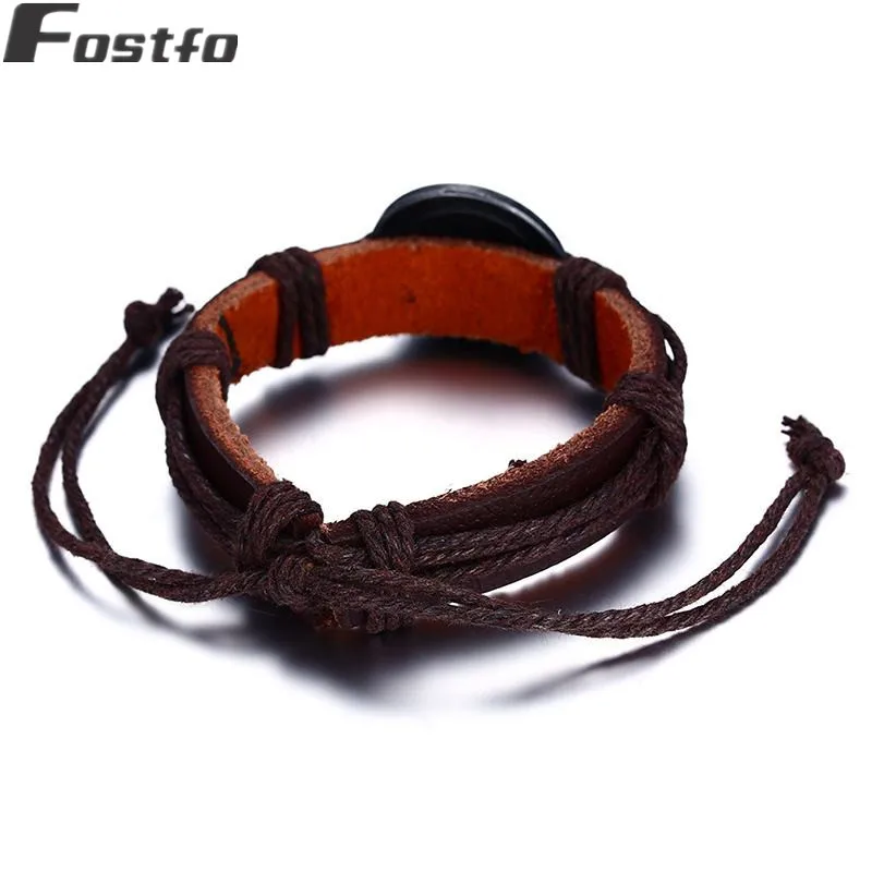Мужской кожаный браслет Kung Fu модный спортивный двойной Yin Yang Tai Chi сплетенный в