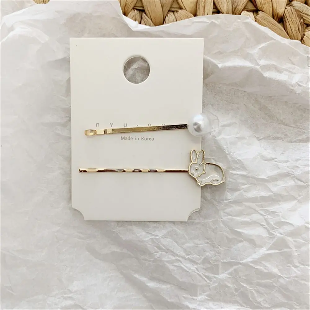 

2Pcs/Set Korean Style Fashion Pearls Hair Clips for Women Sweet Hair Bands Hairpins Alloy BB Headmade Girls INS Hair Accessories