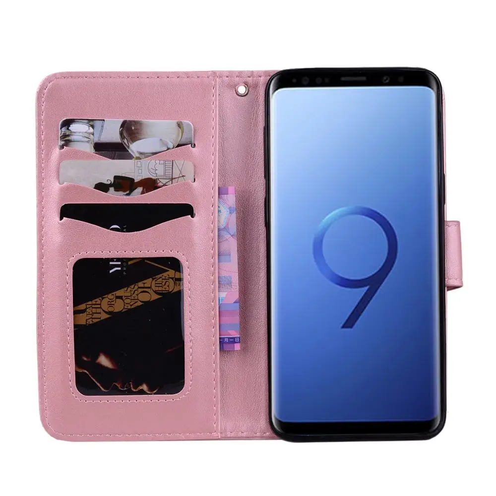 Милый кожаный чехол кошелек с цветочным рисунком для Samsung Galaxy S9 Plus книжка