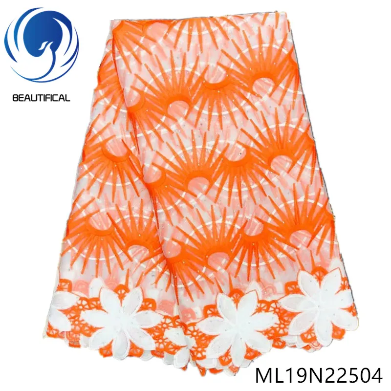 

Красивая нигерийская кружевная многоцветная Тюлевая ткань с вышивкой, Африканское платье, кружевная ткань ML19N225