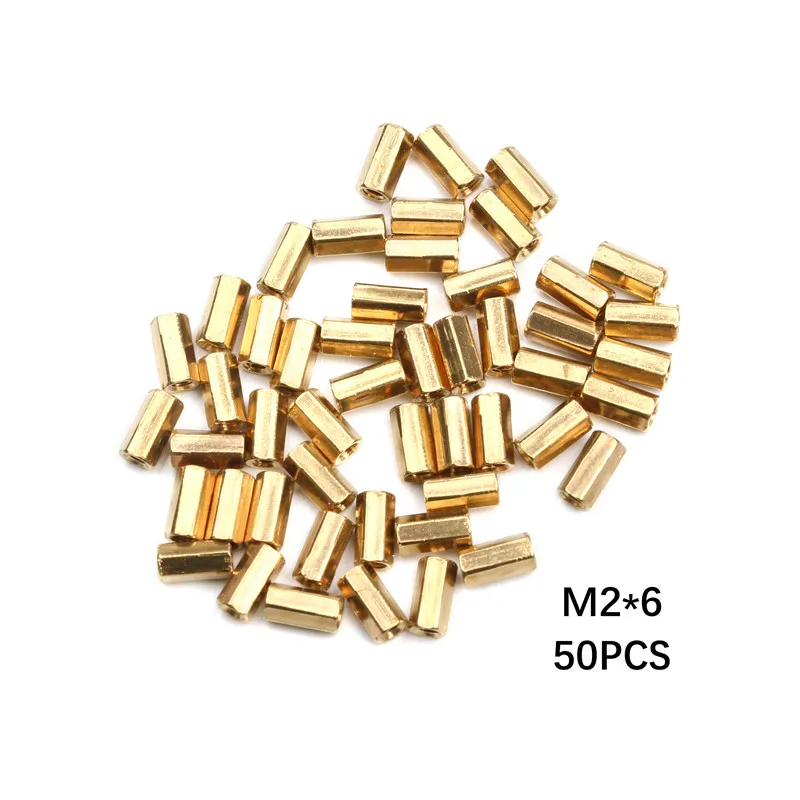 50 шт. женские винты с шестигранной головкой из латуни M2 * 4/6/8/10 резьбовые столбы