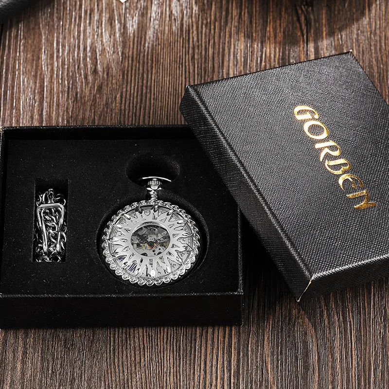 Уникальные серебряные часы в стиле стимпанк с подсолнухами полый дизайн