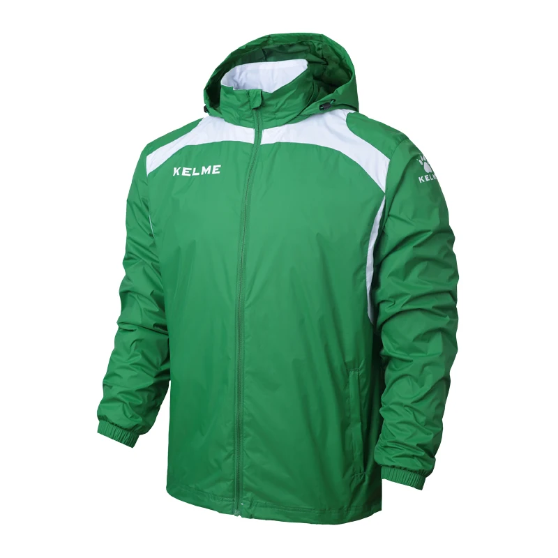 Green KELME, спортивное детское футбольное Джерси, куртка для спорта на открытом воздухе, мужская куртка для бега, тренировочная куртка для упражнений, ветрозащитная одежда, coatK15S607-1 - Цвет: Green