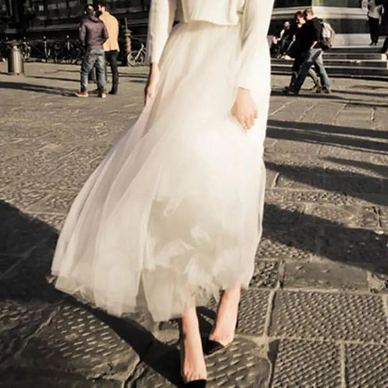 Женская плиссированная юбка MSAISS летняя длинная однотонная сетчатая