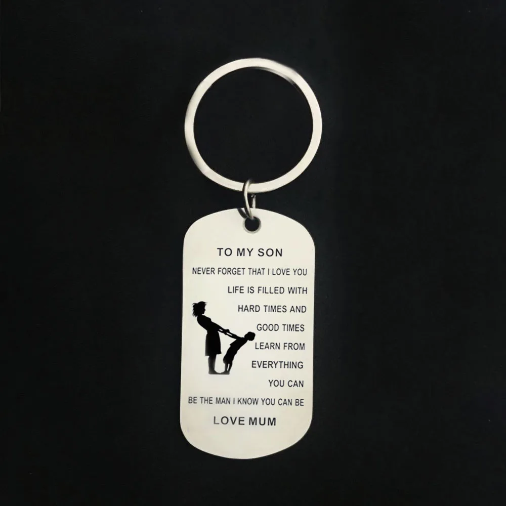 

My Son Mother son Stainless Steel keyring Nameplate keychain Love Gift Mom To my son keyring
