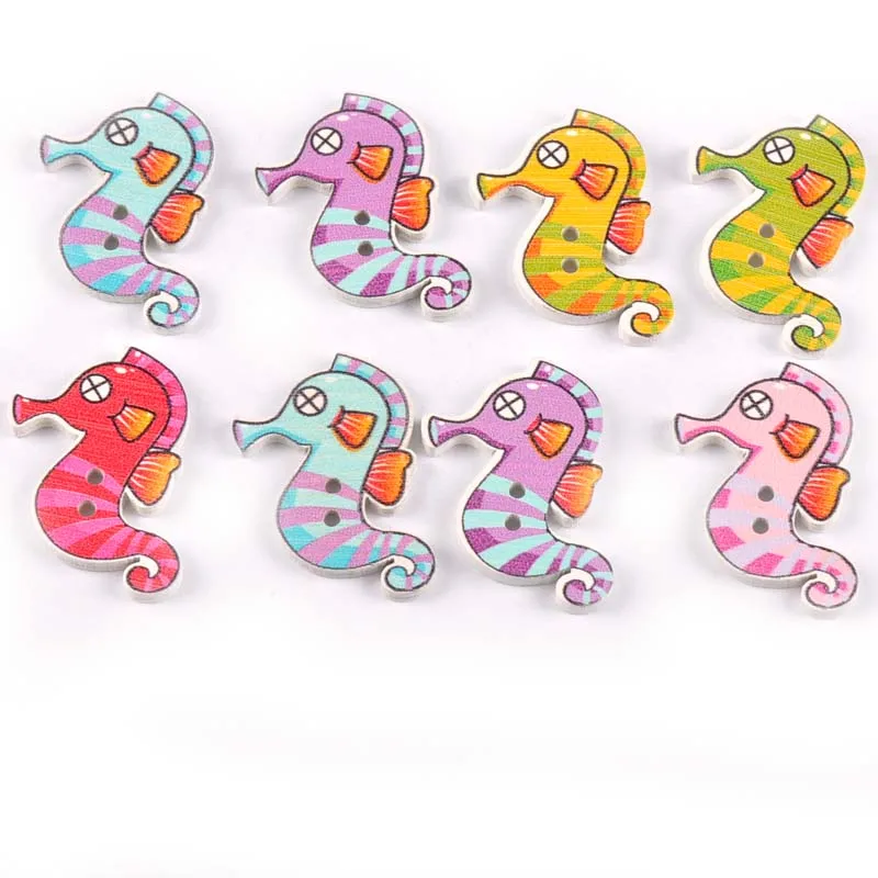 25 шт. смешанные морские животные узор живопись деревянные кнопки для одежды