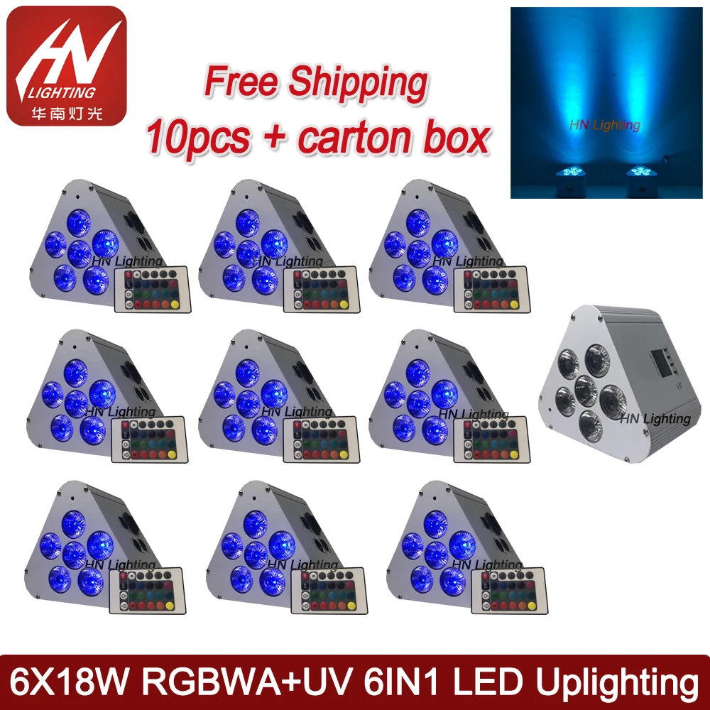 Новый 6x18 Вт RGBWA + УФ светодиодный аккумулятор и беспроводный Par can uplight пульт