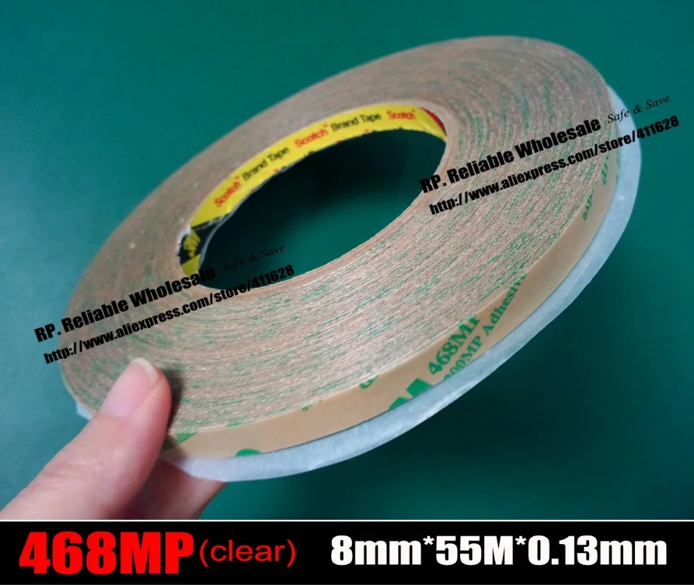 

(8mm*55M*0.13mm), Original 3M 468MP Strong Bond Adhesive Transfer Tape for Nameplate, PCB, Rubber High Temperature Resist