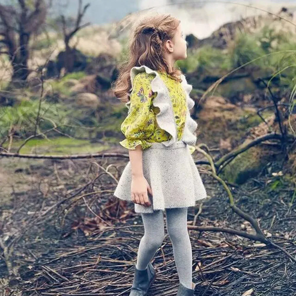 Осенне-зимний вязаный свитер для маленьких девочек Однотонное платье без