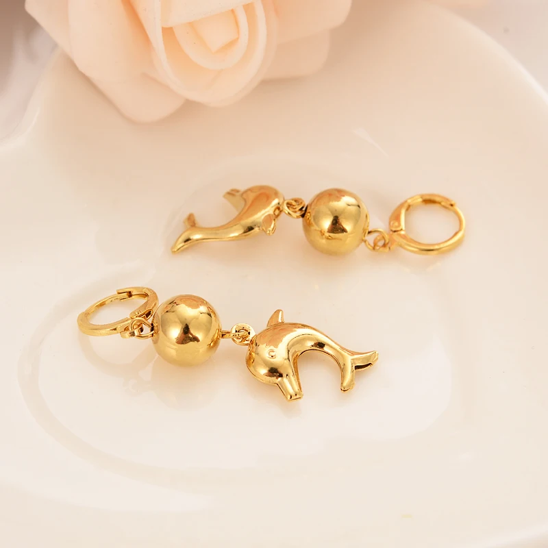 

Bangrui cute beads Dolphin Gold Color Copper Earring Women/Gril Gift Lovely Cute Animal Charm Jewelry kids gift diy charms