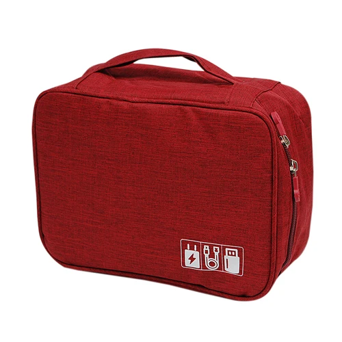 A Wine Red Cable Bag Дорожный костюм чехол сумка для хранения шкаф Органайзер кабель провод сумка косметический набор Чехол Нижнее белье обувь на молнии сумка багаж аксессуары - Цвет: A Wine Red Cable Bag