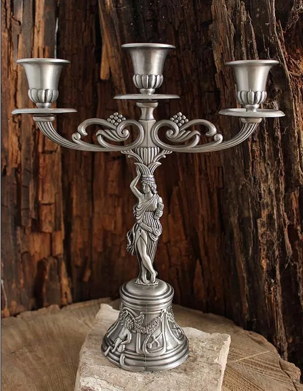 Русский классический оловянный подсвечник европейская Тройная старинная богиня
