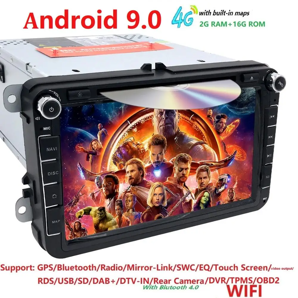 Android 9 8 ''Автомобильный мультимедийный плеер 2Din CarDVD gps для VW/Volkswagen/Golf/Polo/Tiguan/Passat/b7/b6/SEAT/leon/Skoda/Octavia радио