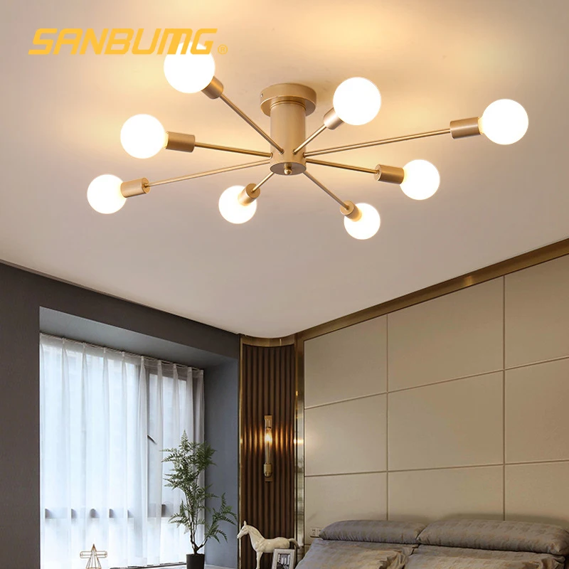 SANBUGM скандинавские современные канделябры из кованого железа Позолоченные