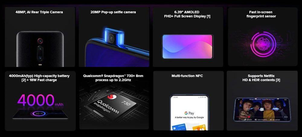 Глобальная версия Xiaomi mi 9T Red mi K20 6GB 128GB Смартфон Snapdragon 730 Восьмиядерный 20 МП всплывающая фронтальная камера 6,3" AMOLED экран
