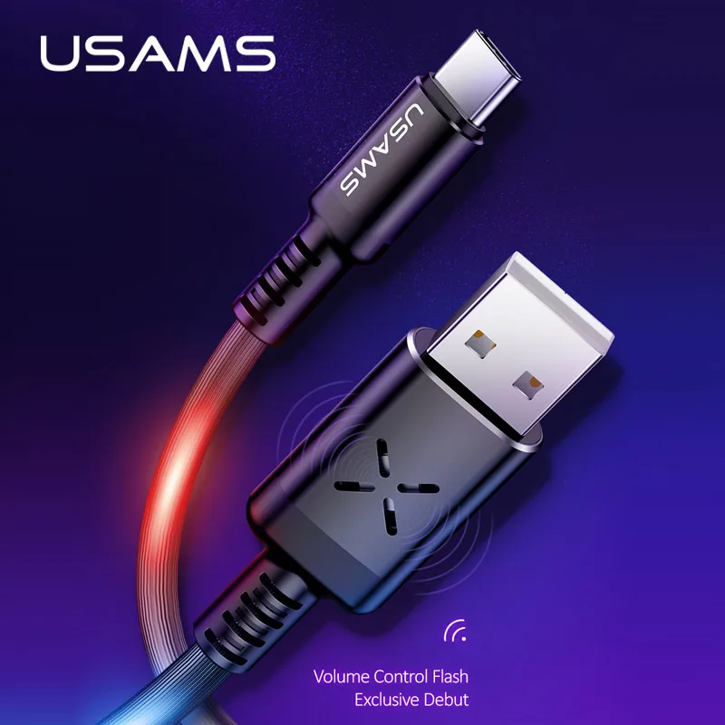 USB C кабель USAMS регулятор громкости Быстрый Кабель зарядного устройства для Samsung s9