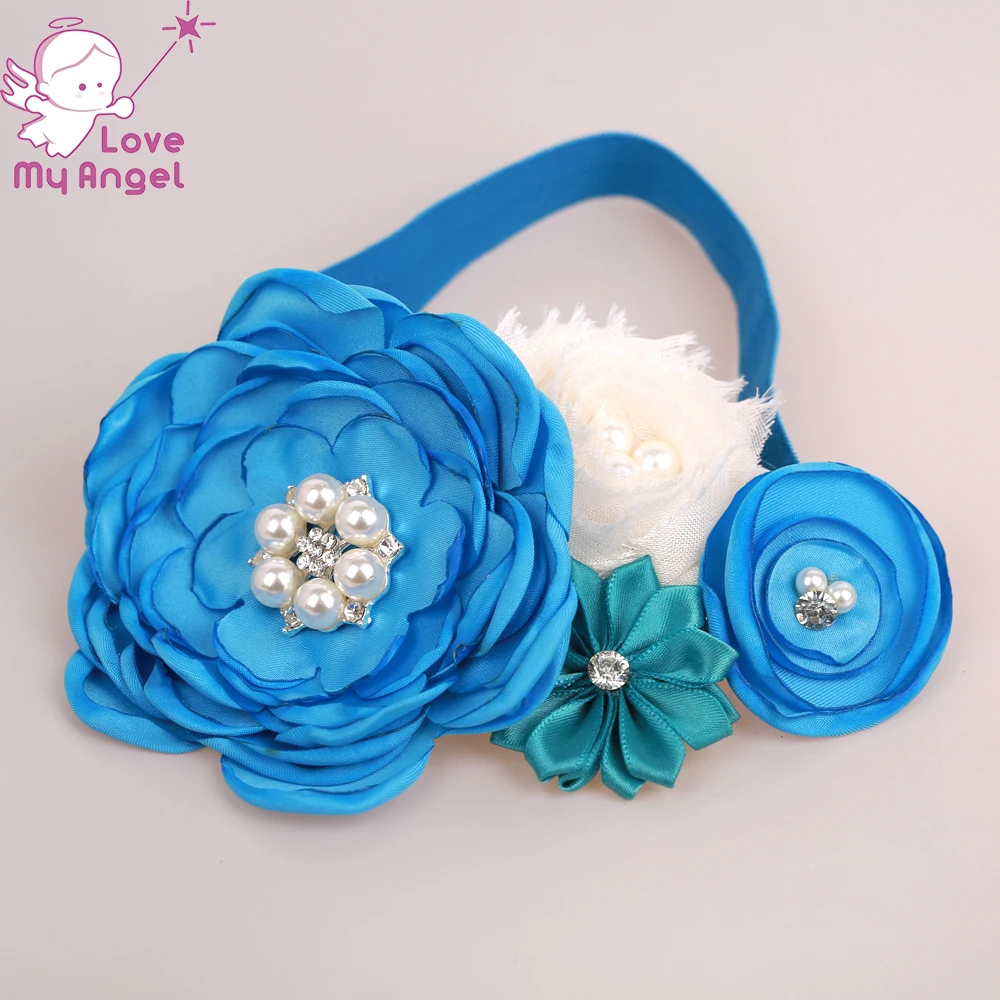 1 комплект пояс с цветочным узором для маленьких девочек голубой белый сатиновый