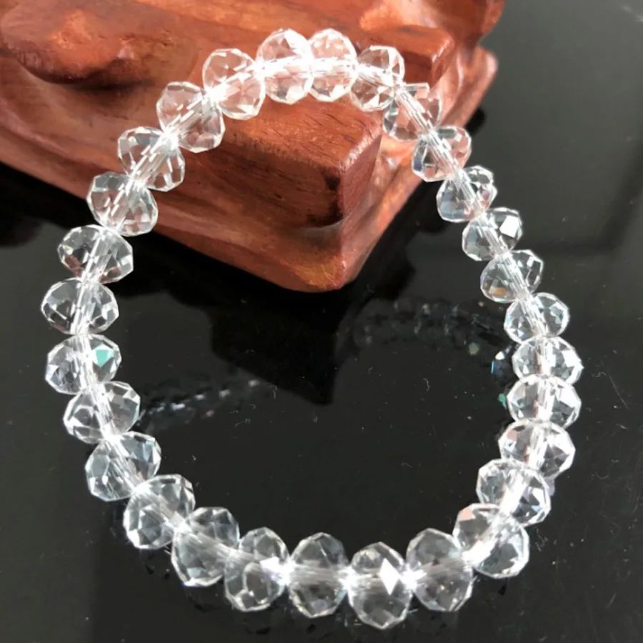 HT8M1 8mm Clear Ручной работы женский 8 мм страз стекло Плетеный, с камнями круглые бусины стрейч браслет Femme браслеты Девушка обернуть ювелирные изделия - Окраска металла: HT8M1 8mm Clear