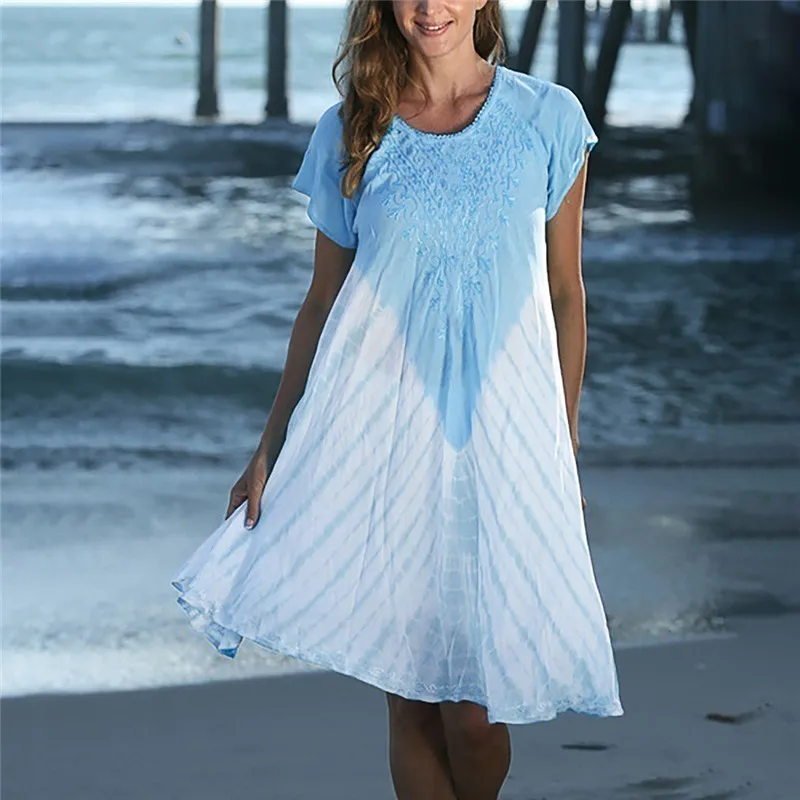 Летнее платье женское модное свободное с принтом летнее большого размера