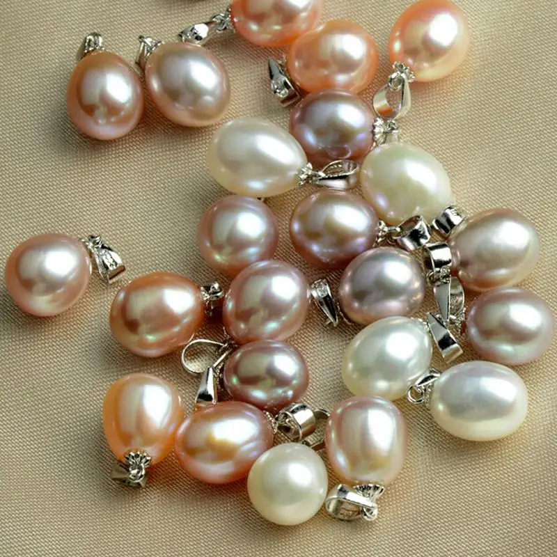 Подвеска ожерелье с простым настоящим натуральным пресноводным жемчугом