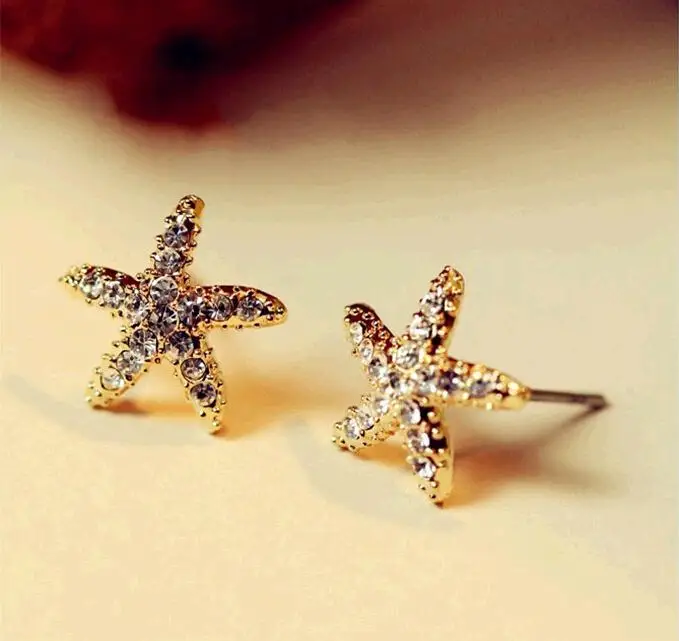 С украшением в виде кристаллов морской звезды Гладкий Золотой золотой маленький