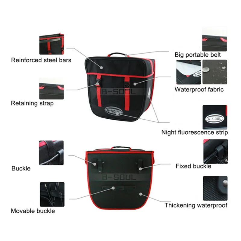 B SOUL 50L вместительные велосипедные сумки на седло водонепроницаемая сумка для