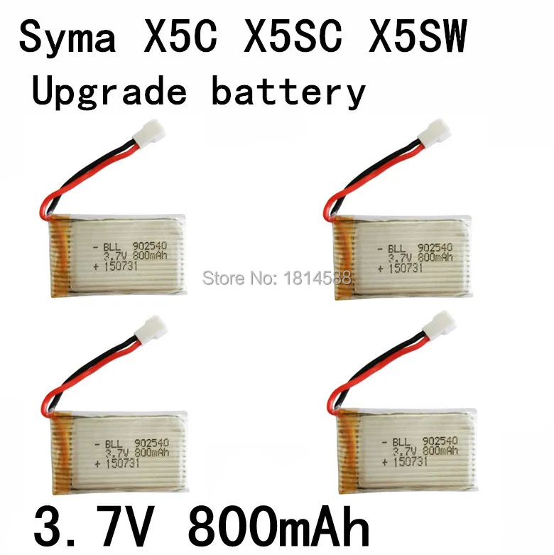 

4PCS 800mAh Battery For Syma X5 X5C X5SW X5C-1 V931 H5C CX-30 CX-30W SS40 FQ36 T32 T5W H42 Quadcopter Spare Parts