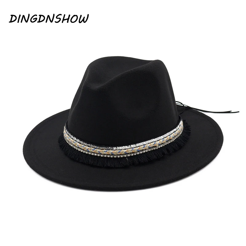 [DINGDNSHOW] модная шляпа Федора шерсть цветок широкополый зимний колпачок теплый Джаз Винтаж фетровые шапки для женщин