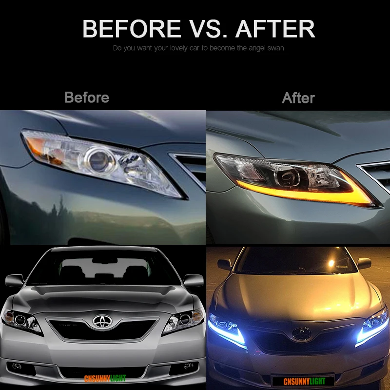 Тип СВЕТОДИОДА направленного света CNSUNNYLIGHT-для Toyota Camry V40 2009/2010/2011 Автомобильные фары в сборе W/светодиодный DRL указатели поворота Plug& Play направленного типа с вращающейся головой