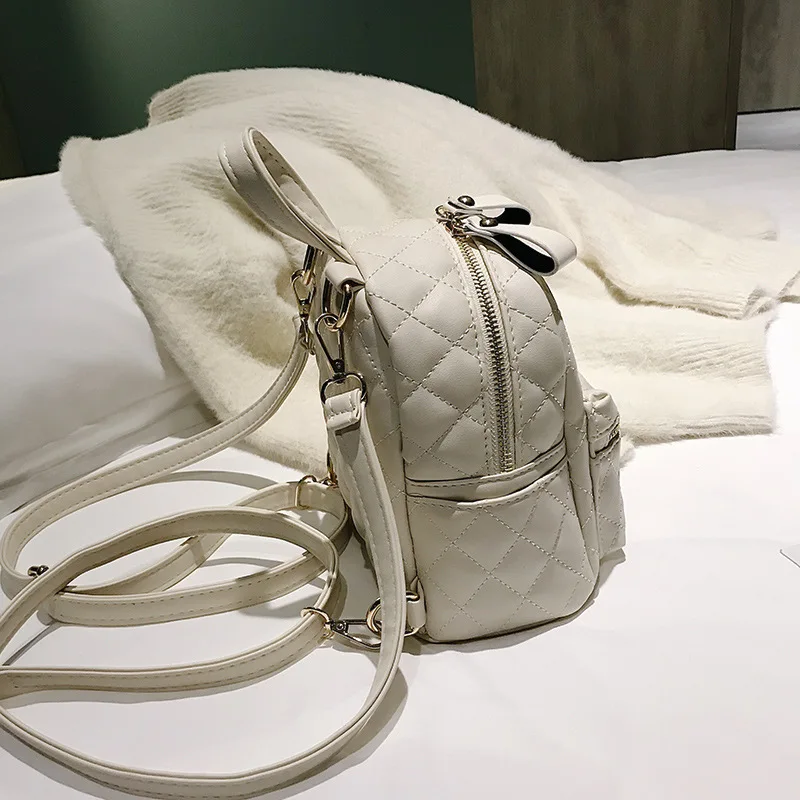 Diamond решетки небольшой рюкзак 2019 модные кожаные мини двойной Сумка Женский