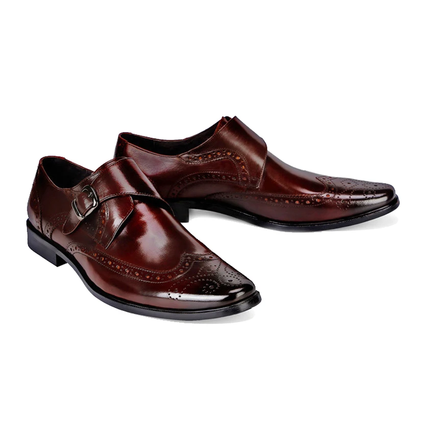 Мужские туфли в британском стиле из натуральной кожи с круглым носком на плоской