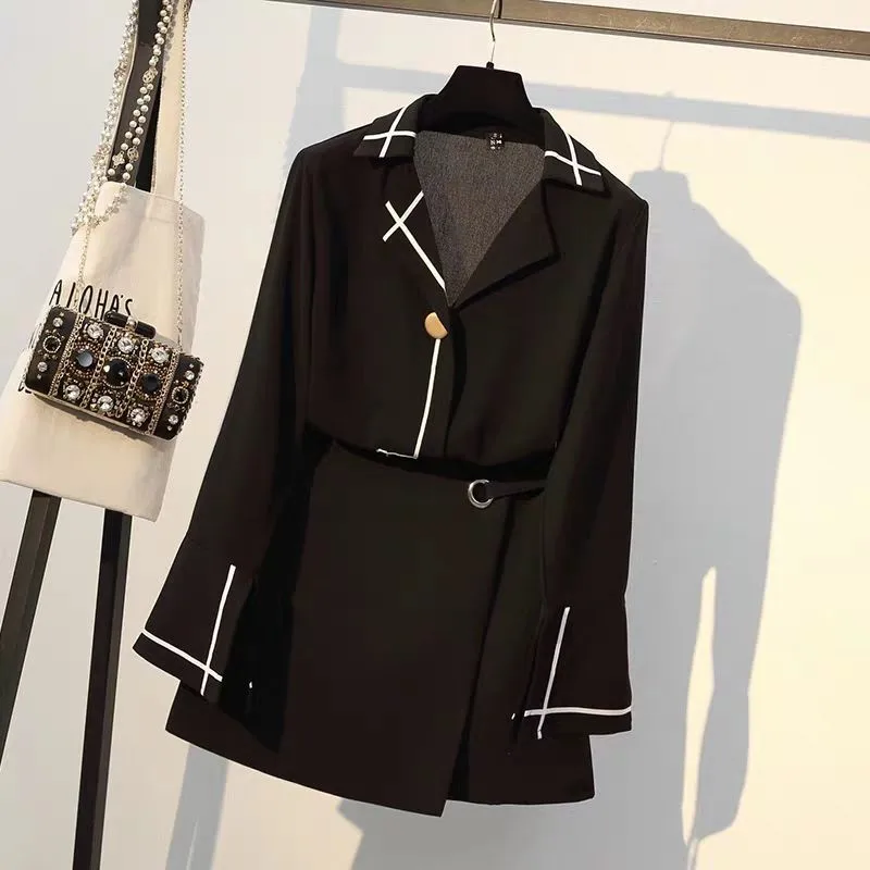 black shirt Новинка, летняя женская элегантная блуза с расклешенными рукавами для офиса, рубашка+ необычное однотонное мини-платье, Женский костюм для вечеринки, повседневный комплект Z99 - Цвет: black shirt