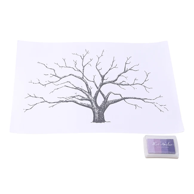 Purple tree Персонализированные Холст Живопись пальцами свадебное дерево гость книга Свадебные подарки DIY Comunion День рождения украшения - Цвет: Purple tree