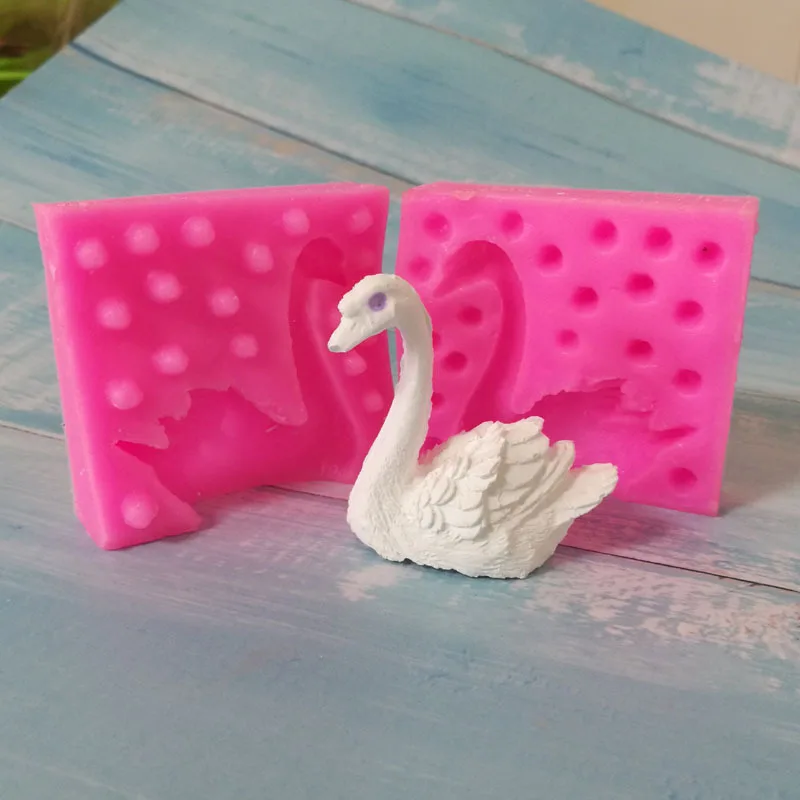 Милый маленький 3D Лебедь помадка силиконовая форма для свеч инструмент поделок