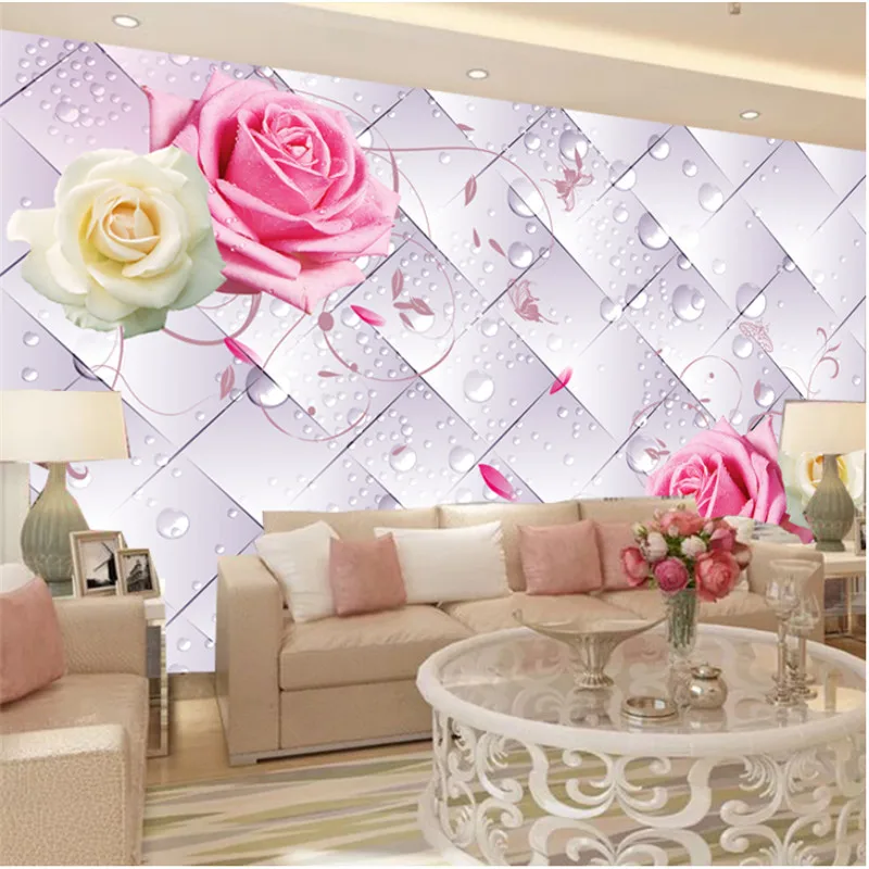 Современная простая гостиная спальня синяя красная фиолетовая Роза фотообои 3D