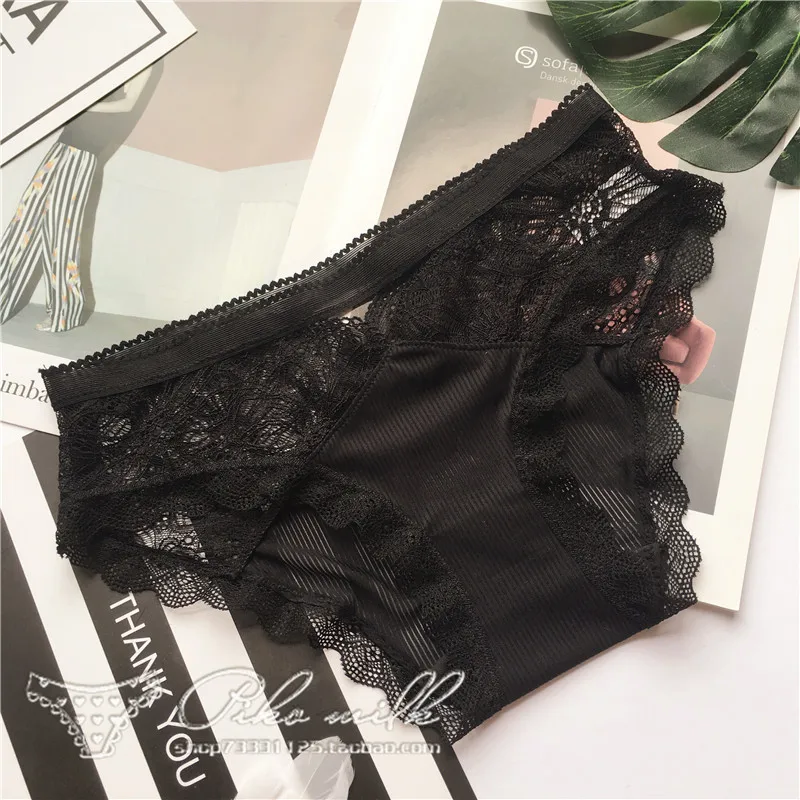 black SP& CITY французские Роскошные ледяные шелковые женские прозрачные трусики для женщин, женское нижнее белье, стринги, бесшовные трусы, нижнее белье - Цвет: black