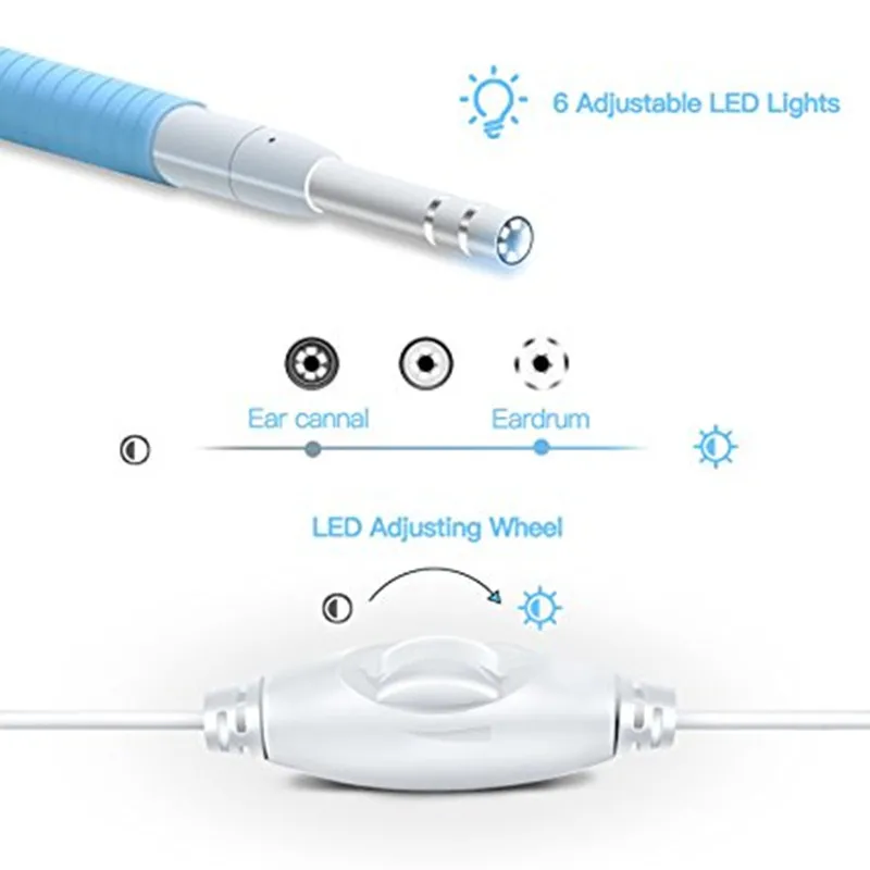 

5.5mm Lens 2m Cable 3 IN 1 Android USB Endoscope Camera ear clean spoon Earpick Otoscope Camera For PC And Phone