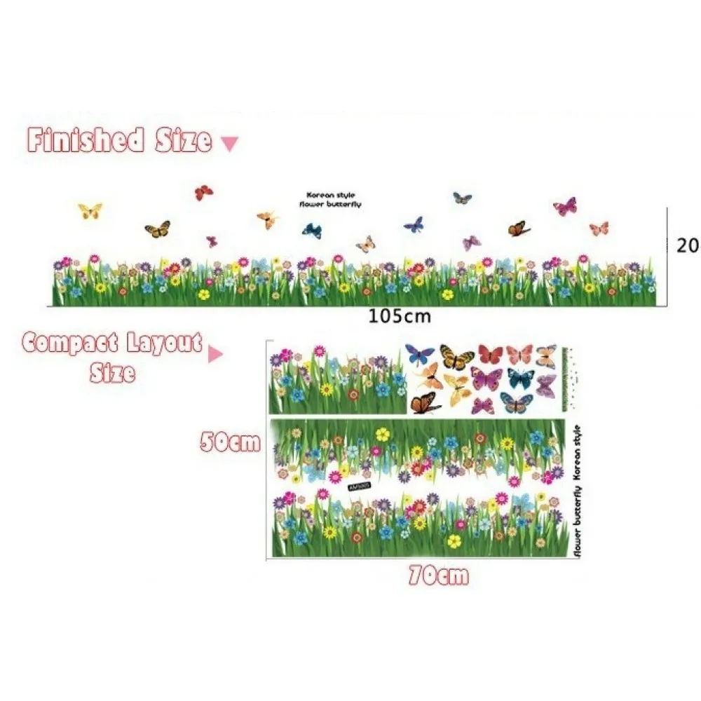 Бабочка трава цветы наклейки на стену сад цветок для маленьких девочек