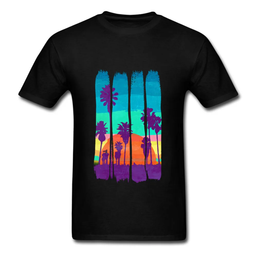 Футболка мужская винтажная Пляжная тенниска Майами с кисточками закат на лето