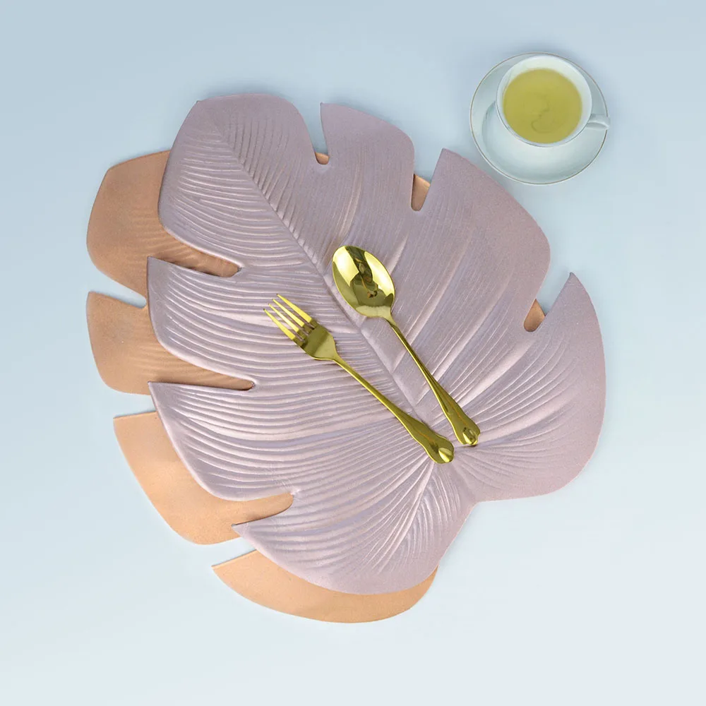 Креативный ПВХ коврик имитация растений пальмовый лист Настольный розовое