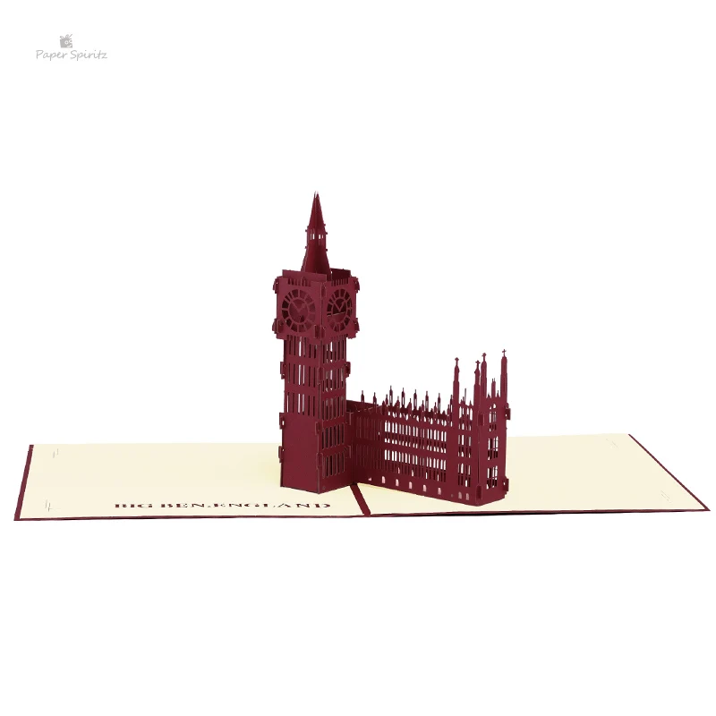 3004-R Красный Лондонский мост ручной работы лазерная резка карты оптом 3D всплывающие пользовательские поздравительные открытки на день рождения подарочные открытки - Цвет: 3004-R