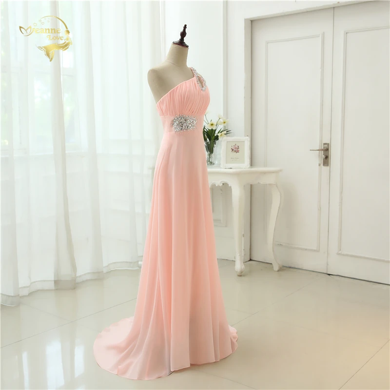 Vestido de festa, длинное розовое вечернее платье, новинка, шифоновое платье на одно плечо, Abendkleider OL330
